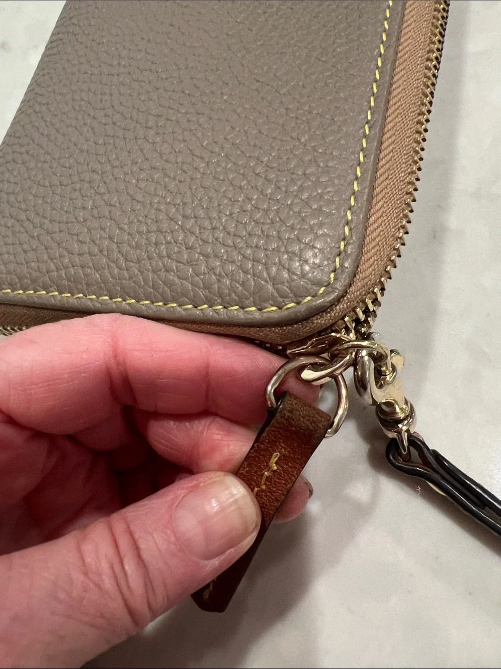 Dooney & Bourke Large Pebble Grain Wristlet Taupe